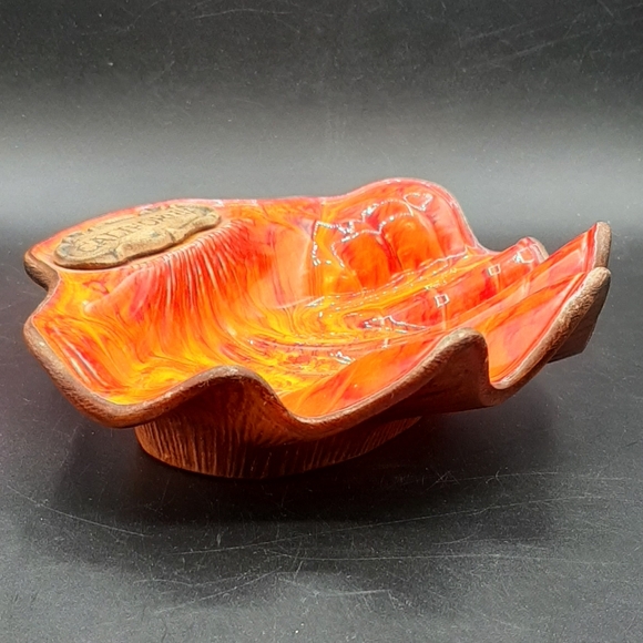 Vintage Treasure Craft California Shell Dish Ashtray Smug Pottery Drip Glaze - Picture 4 of 9